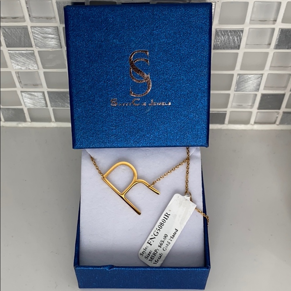 Savvy Cie 14k Gold Pleated XL initial necklace